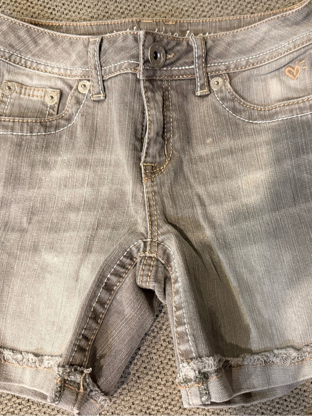 Justice Girls Gray Denim-Look Shorts